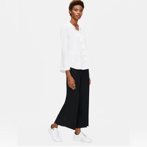 EILEEN FISHER‎ Medium Organic Cotton Jersey Button Long Sleeve White Shirt